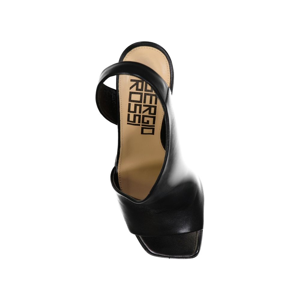 Sergio Rossi Black Calfskin Platform Sandals