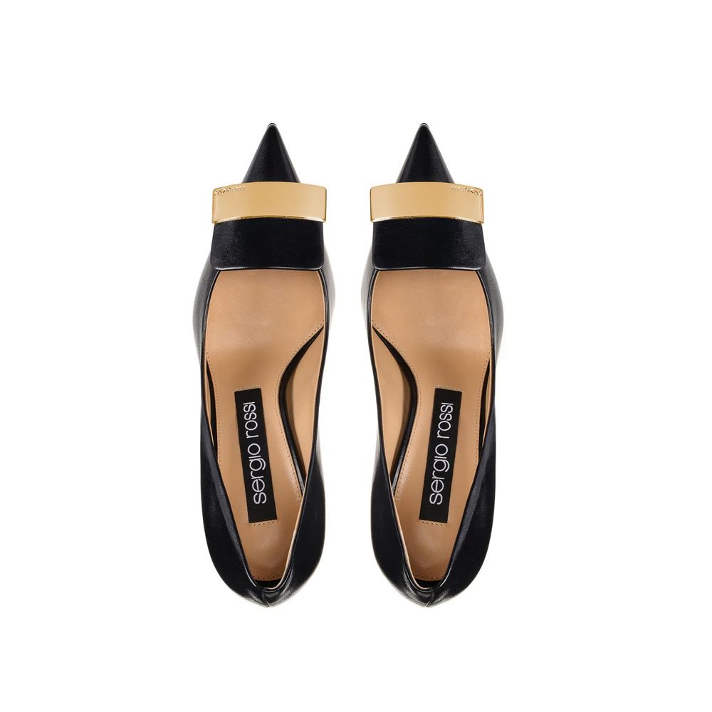 Sergio Rossi Black Calfskin High Heel Pumps