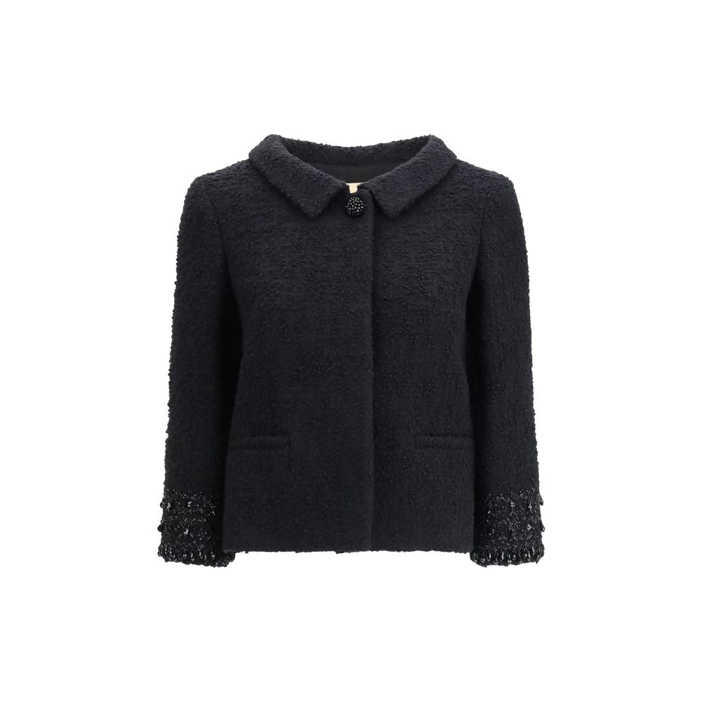 Valentino Black Fleece Wool Coat