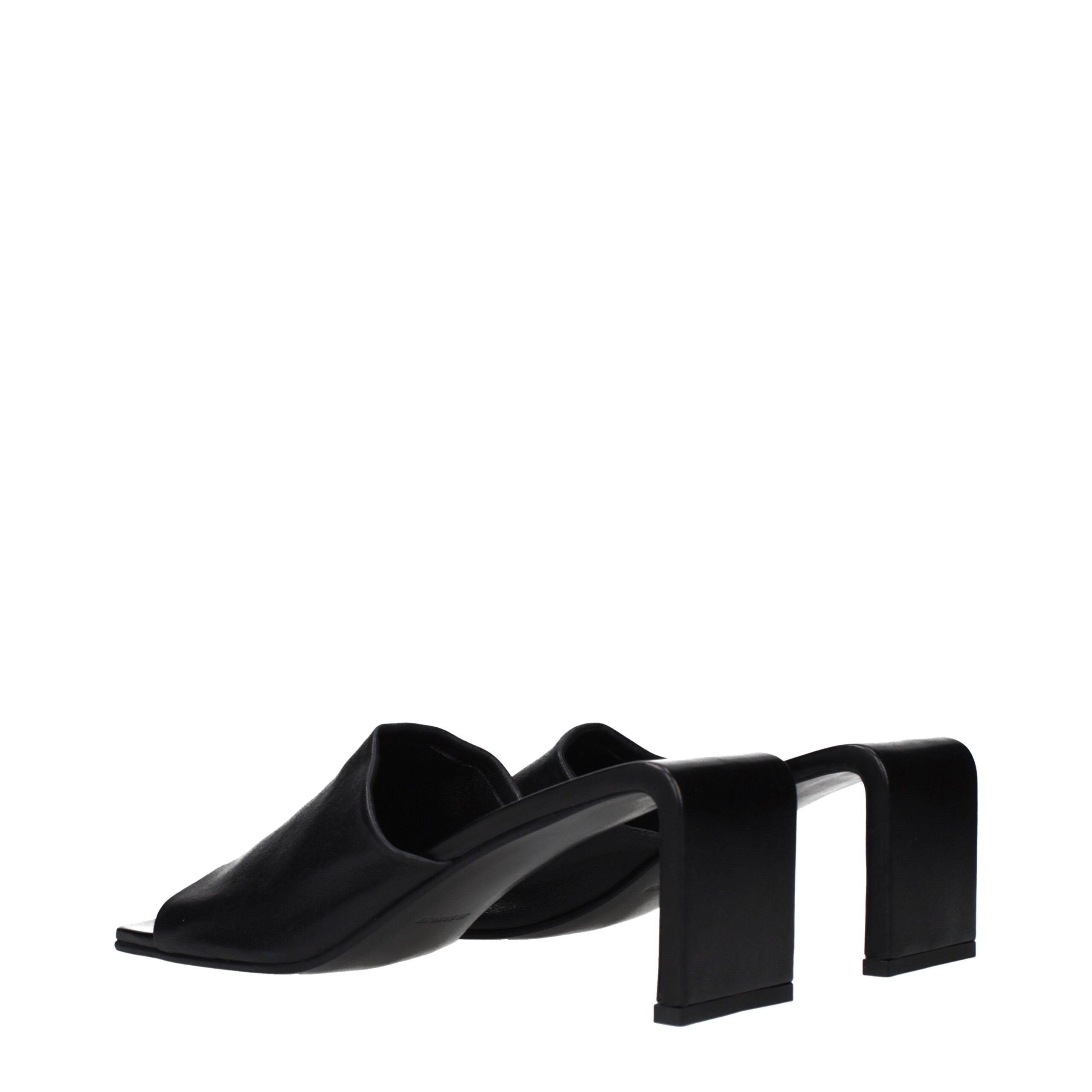 Jil Sander Black Leather Stiletto Heel Sandals