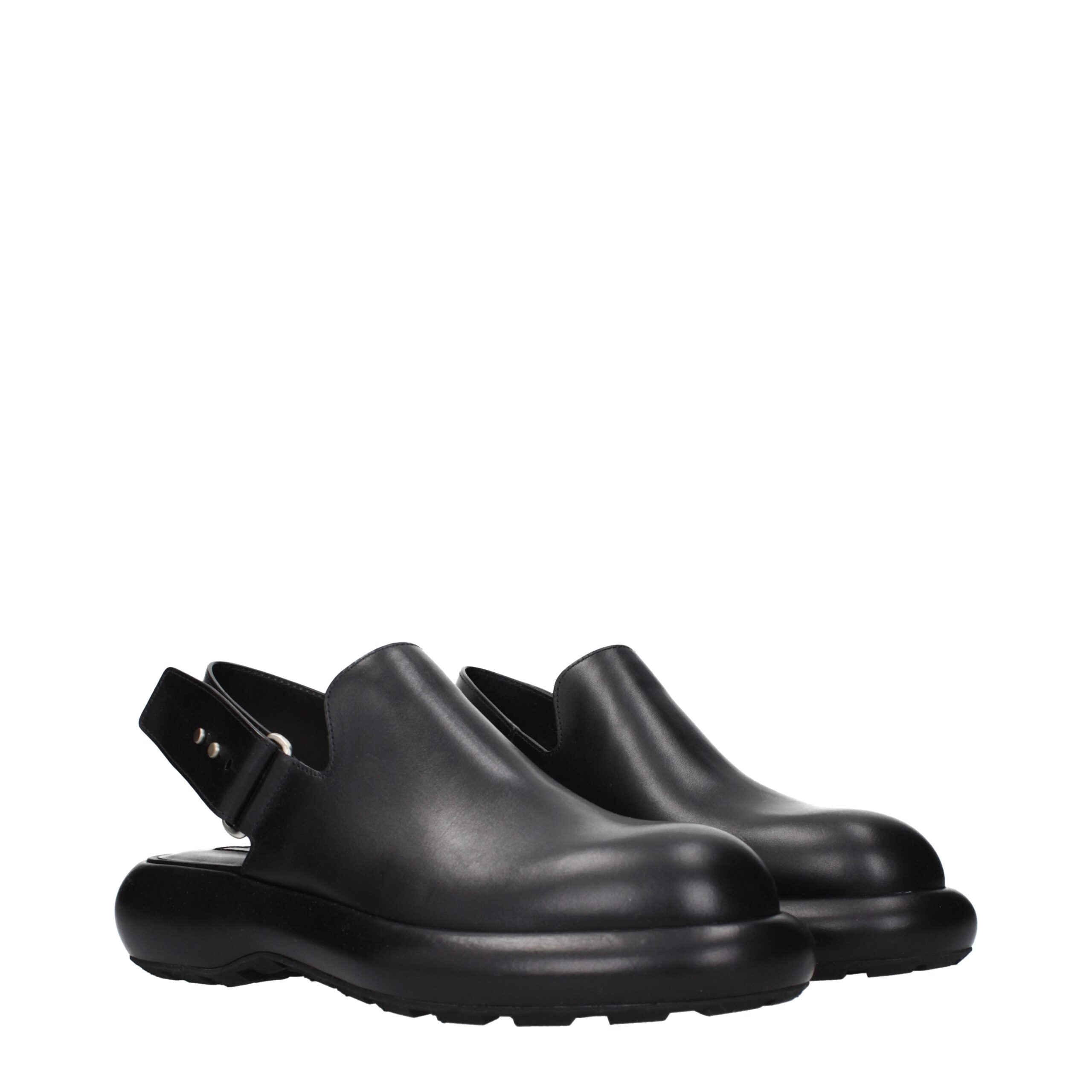 Jil Sander Black Leather Clogs