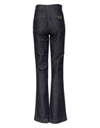 Dolce & Gabbana Dark Blue Cotton Flared Wide Leg Denim Jeans