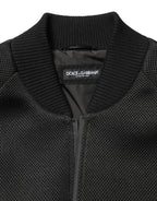 Dolce & Gabbana Men Black Nylon Full Zip Bomber Jacket
