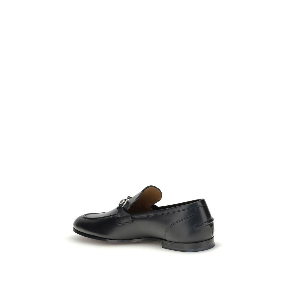 Gucci Black Calf Leather Bos Taurus Slip-On Loafers